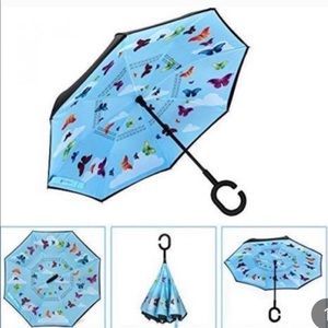 New brightman blue butterfly inverted small umbrella rain winter‎